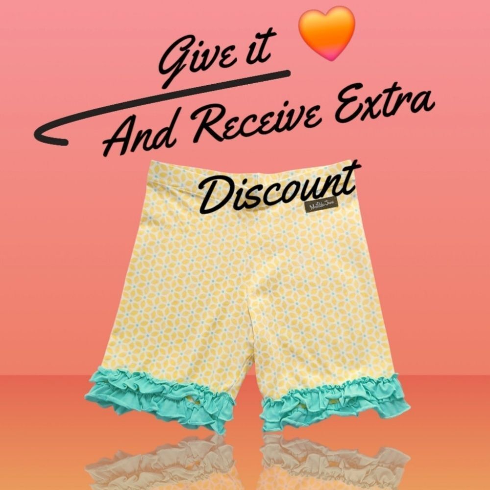 Matilda Jane Girls Yellow Green Square Sunshine Double Ruffle Shorties Size 10 - Picture 9 of 9